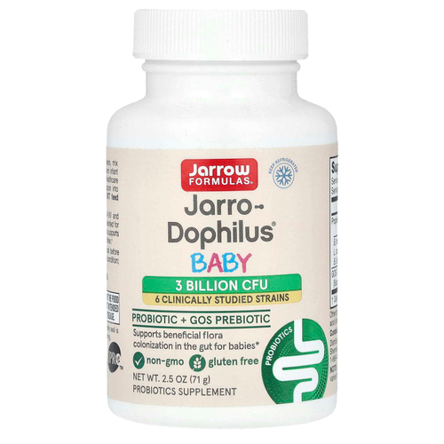 Jarrow Formulas, Baby Jarro-Dophilus, пробиотик + пребиотик ГОС, 3 миллиарда КОЕ, 71 г (2,5 унции)
