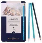 Карандаши цветные акварельные BRUNO VISCONTI Aquarelle, 12 цветов, металлический пенал, 30-0037