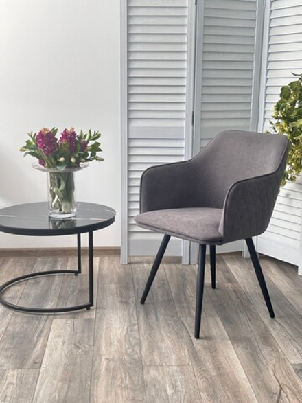 Стул М-City DISAUR Форт (Fort) поворотный на поворотный на 360 градусов, B28 темно-серый, Велюр, Черный каркас