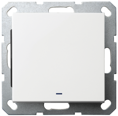 Выключатель одноклавишный со светодиодом 10A 250V~ с накладкой, цвет белый глянцевый