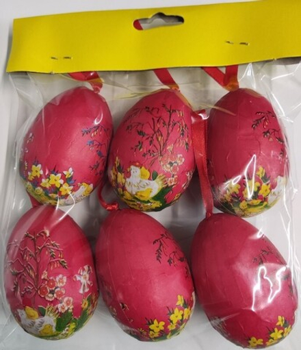 Яйцо декоративное: на подвеске набор из 6 шт в ассортименте (Сад)