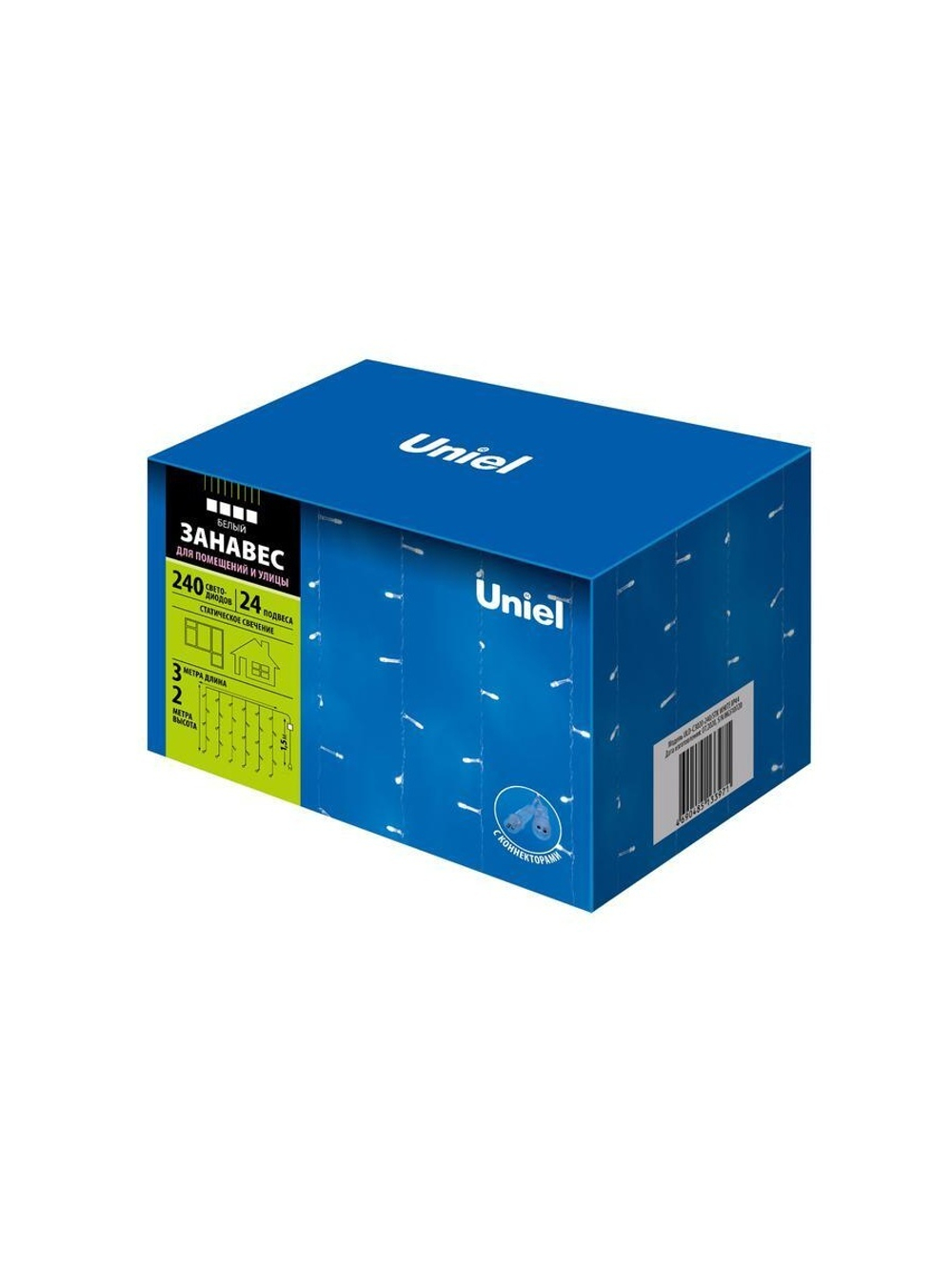 Занавес LED со статическим свечением ULD-C3020-240/STK WHITE IP44 3х2м соед. 240 диодов бел. свет провод прозр. Uniel UL-00007213
