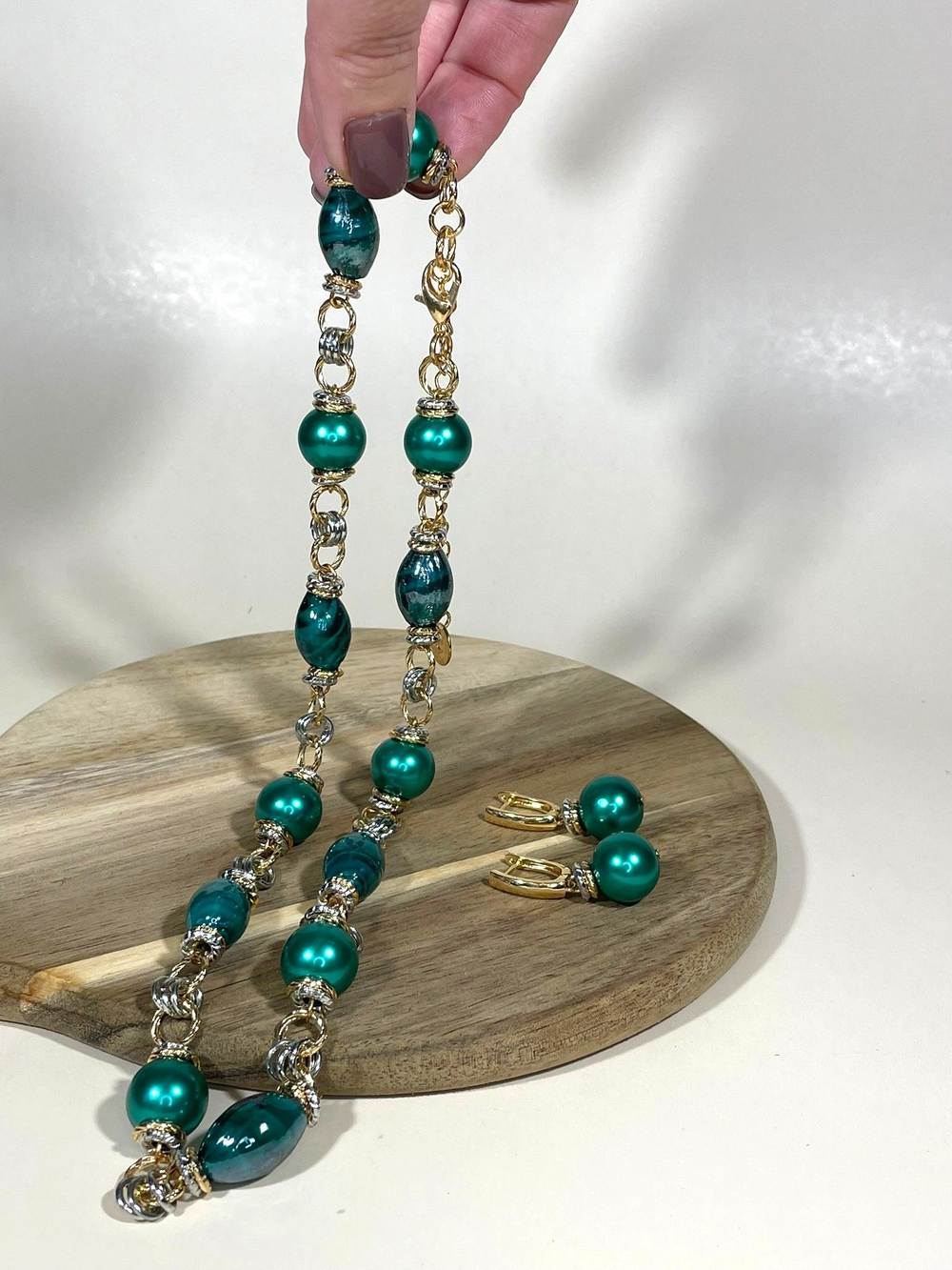 Комплект колье и серьги муранское стекло