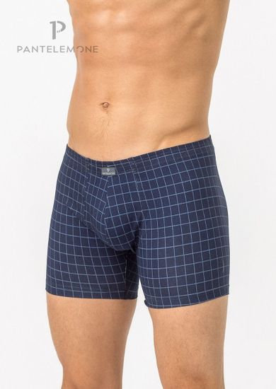 Трусы мужские боксеры удлинённые Pantelemone PMHL-1267, клетка темно-синяя деним