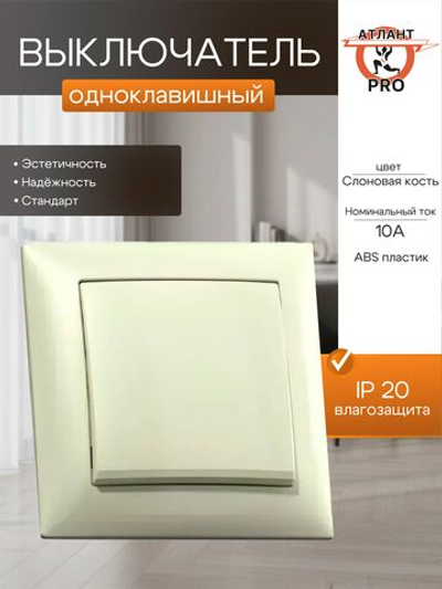 "СЕЛЕНА"Выключатель скрытой установки одноклав. 10А С110-378 "с/к" Кунцево Электро