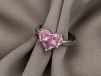 Кольцо Сердце с розовыми кристаллами