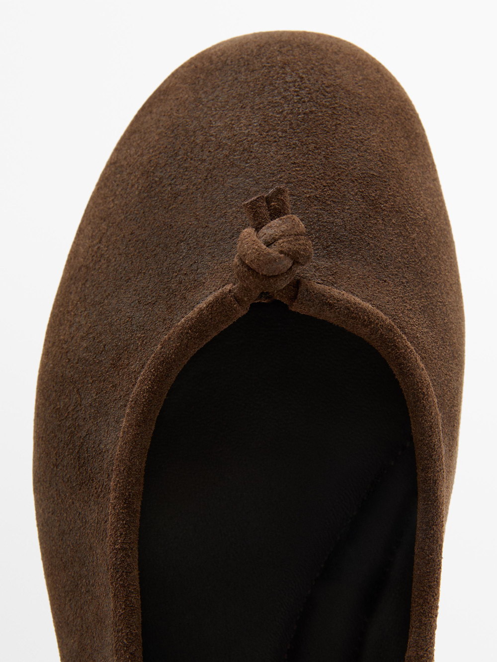 Massimo Dutti Кожаные балетки с узлом, коричневый