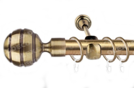 Карниз кованый для штор Паола d25 однорядный, цвет антик