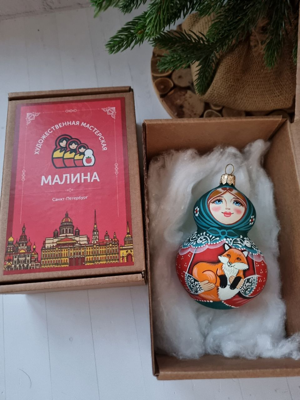 Стеклянная матрешка Танечка с лисичкой