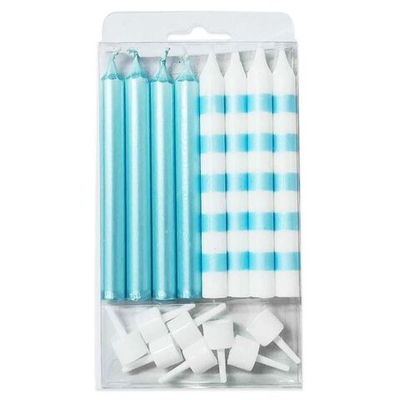 Свечи Ассорти Blue & White в полоску 8шт 8см