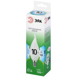 Лампа светодиодная ЭРА GREEN LINE LED BXS-10W-840-E14 GL 10Вт свеча на ветру яркий белый свет E14 | Лампы cветодиодные Свеча (B/C)