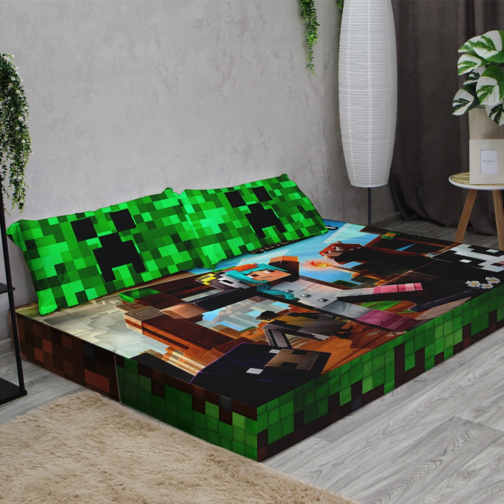 Бескаркасный диван кровать раскладной "Minecraft"