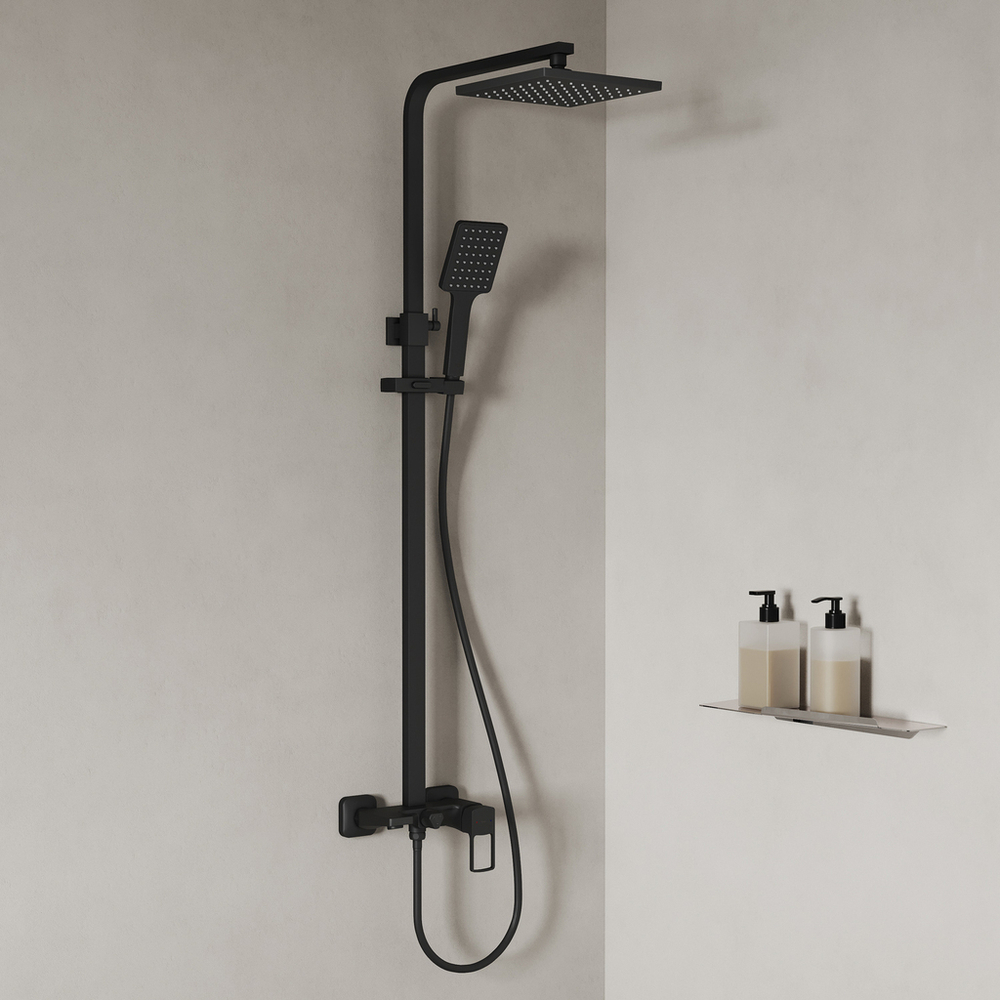 Душевая система 35к IDDIS BILBL1Fi06 "Bild" лейка "Тропический душ" Черный