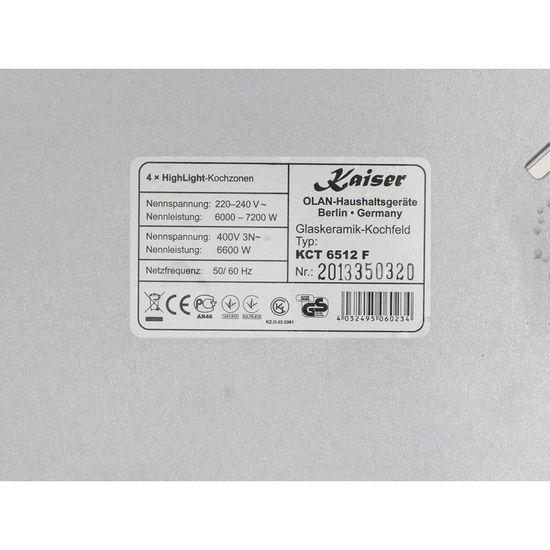 Электрическая варочная панель Kaiser KCT 6512 F