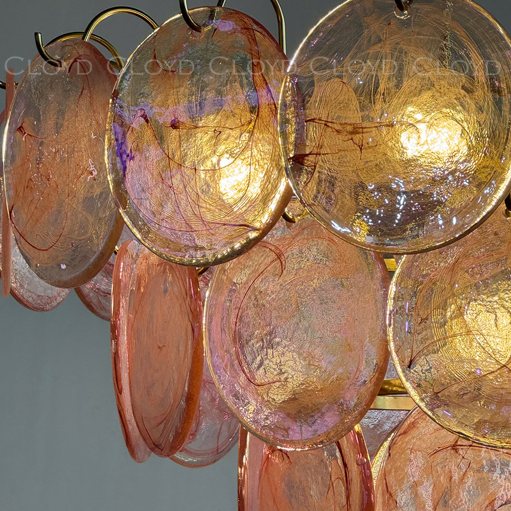 Люстра Cloyd LINZE-B C18 / Ø80 см - латунь - розов.стекло (арт.11677)