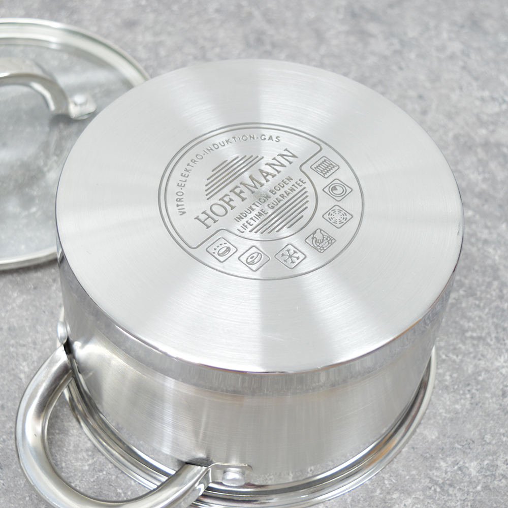 Набор кастрюль 3 предмета (1,9л, 2,7л, 3,6л) нерж, индукция, НМ 5908