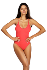 Совместный купальник с тонкими бретелями на спинке (Размер: 80/40) (Цвет: коралловый)