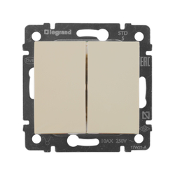 77 4305 Выключатель 2 клавишный слоновая кость 10 шт