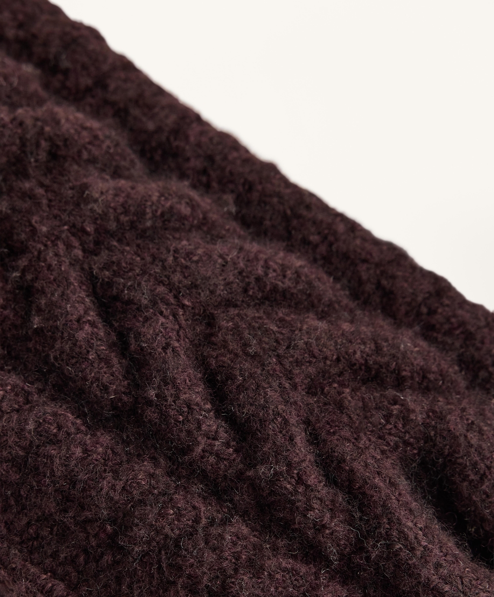 Oysho Варежки с аранским узором, темно-виный