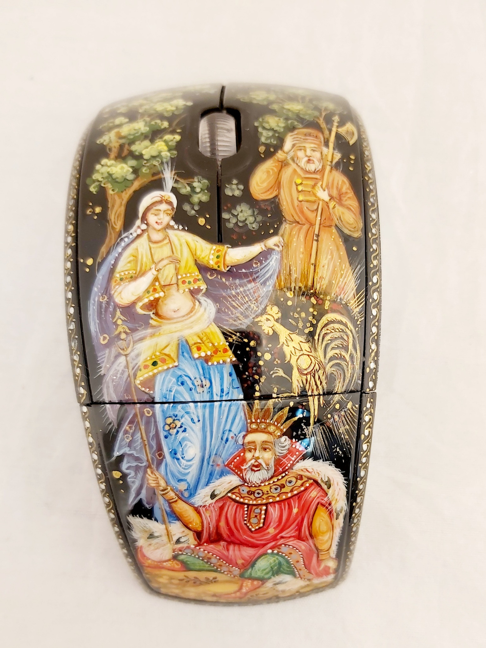 Мышь беспроводная, складная "Сказка о золотом петушке" N3