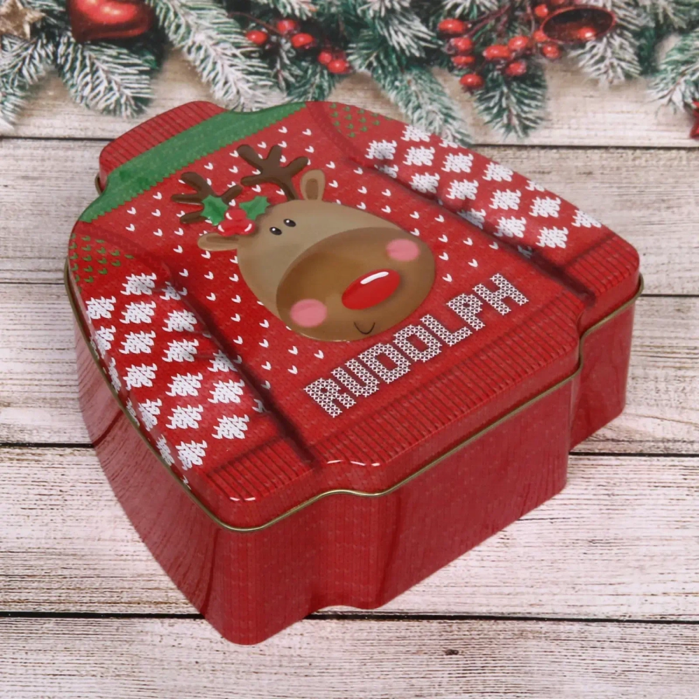 Банка жестяная 16,5*16,5*3,7см «Свитерок» Лосик