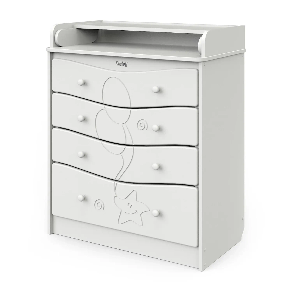 Комод Атон СИРИУС KRISTOFF с рисунком МДФ 800/4 белый