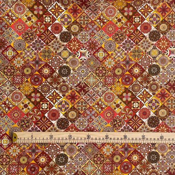 МОЗАИКА, Коричнево-оранжевая, 100% хлопок 4