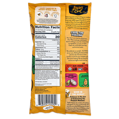 LesserEvil, Lil 'Puffs, брокколи и чеддер, 71 г (2,5 унции)
