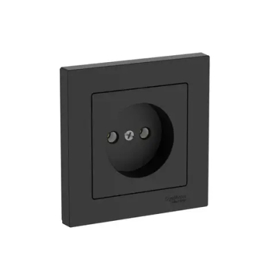 ATLASDESIGN РОЗЕТКА без заземления без шторок, 16А, в сборе, быстрозажим. клем., КАРБОН