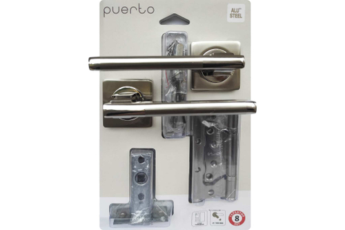 Комплект дверной фурнитуры Пуэрто защ. сантех. ник. мат/ник. бл.