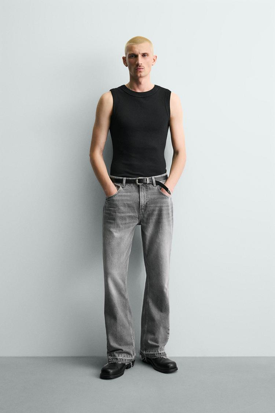 ZARA ДЖИНСЫ FLARE FIT, СЕРЫЙ