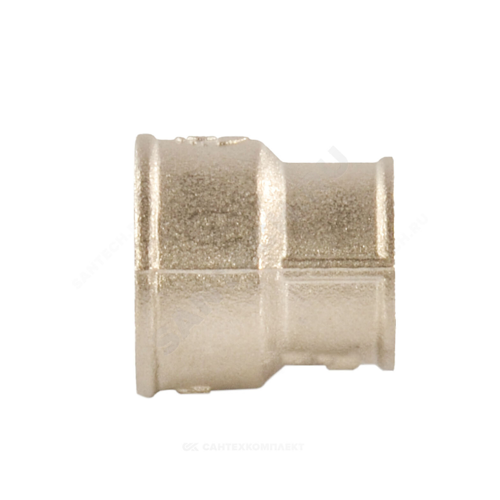 Муфта латунь никель переходная Ду 25х15 (1"х1/2") ВР/ВР VALFEX VF.240.N.100.012