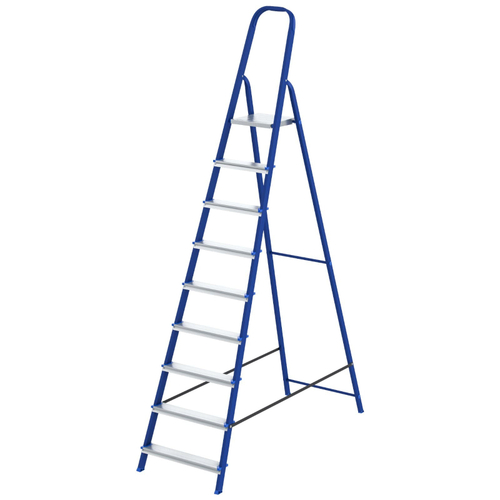 Стремянка, 9 ступеней, стальной профиль, алюминиевые ступени Сибртех