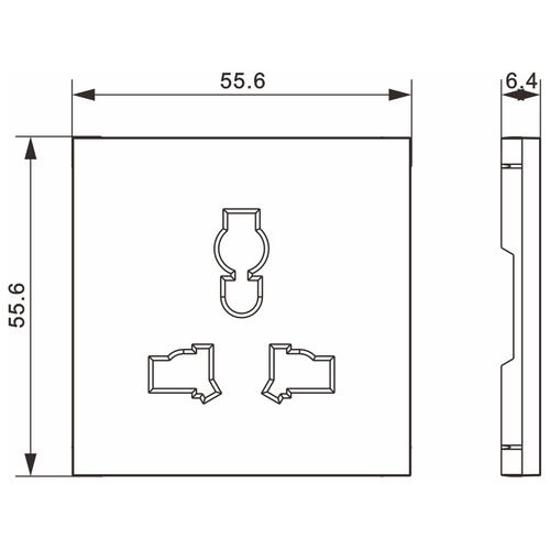 Накладка для розетки мультистандарт, со шторками 16A 250 В~, матовый карбон, серия A07