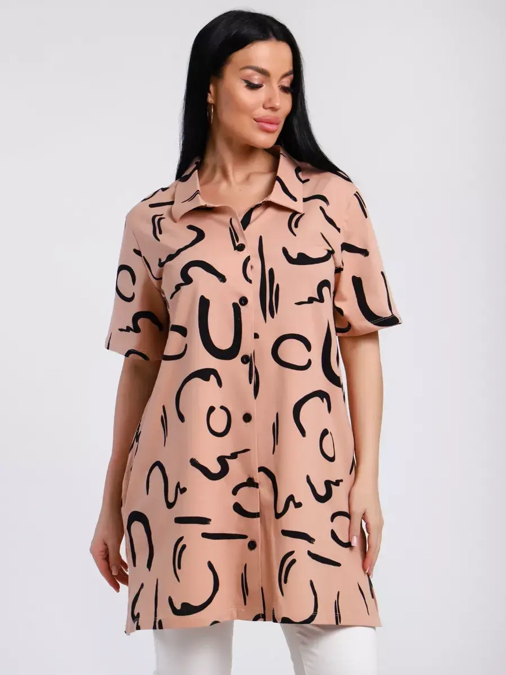 Туника-рубашка хлопок большие размеры