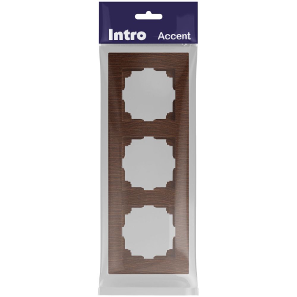 Рамка для розеток и выключателей Intro Accent 6-503-10 на 3 поста, СУ, венге | Intro