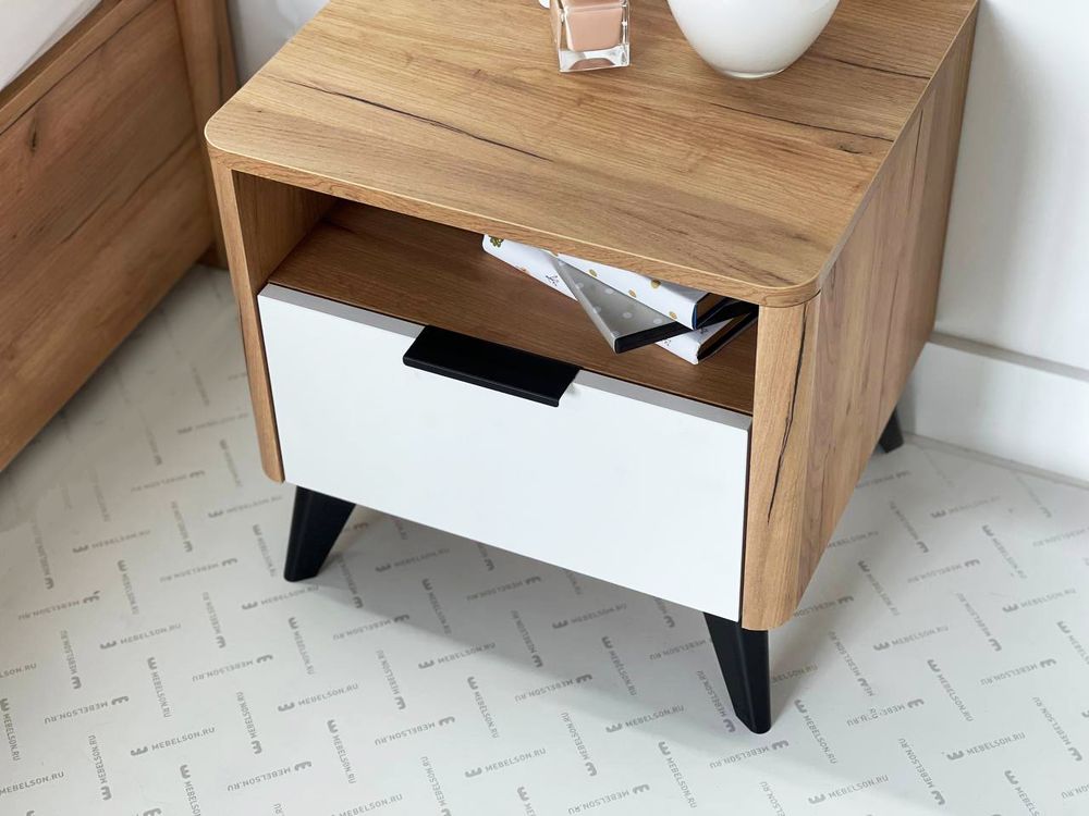 Тумба прикроватная Адам (Дуб крафт золотой/Белое дерево)