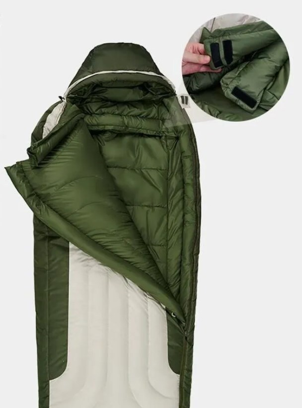 Мешок спальный Naturehike XR1500, 226х85 см, (правый) (ТК: -25C), бежево-зелёный