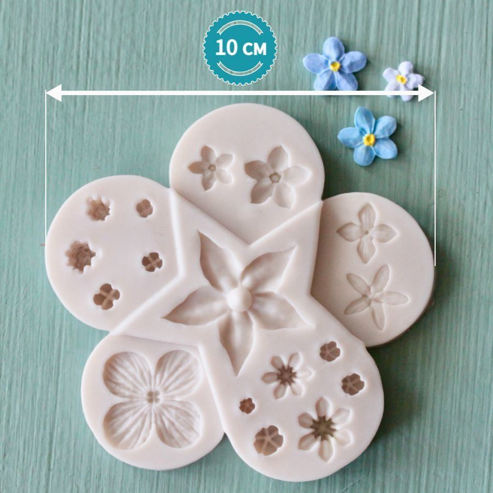 Молд силиконовый для флористики "Звезда" / Форма для лепки мелких цветочков и бутонов / фитомолд для сирени, незабудок, гортензии, мимозы