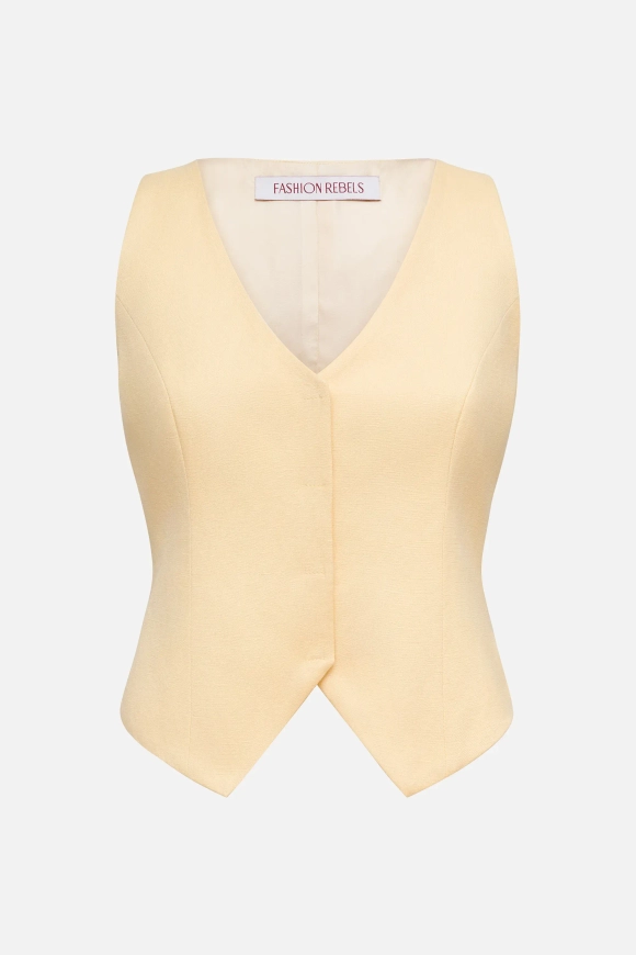 Льняной приталенный жилет