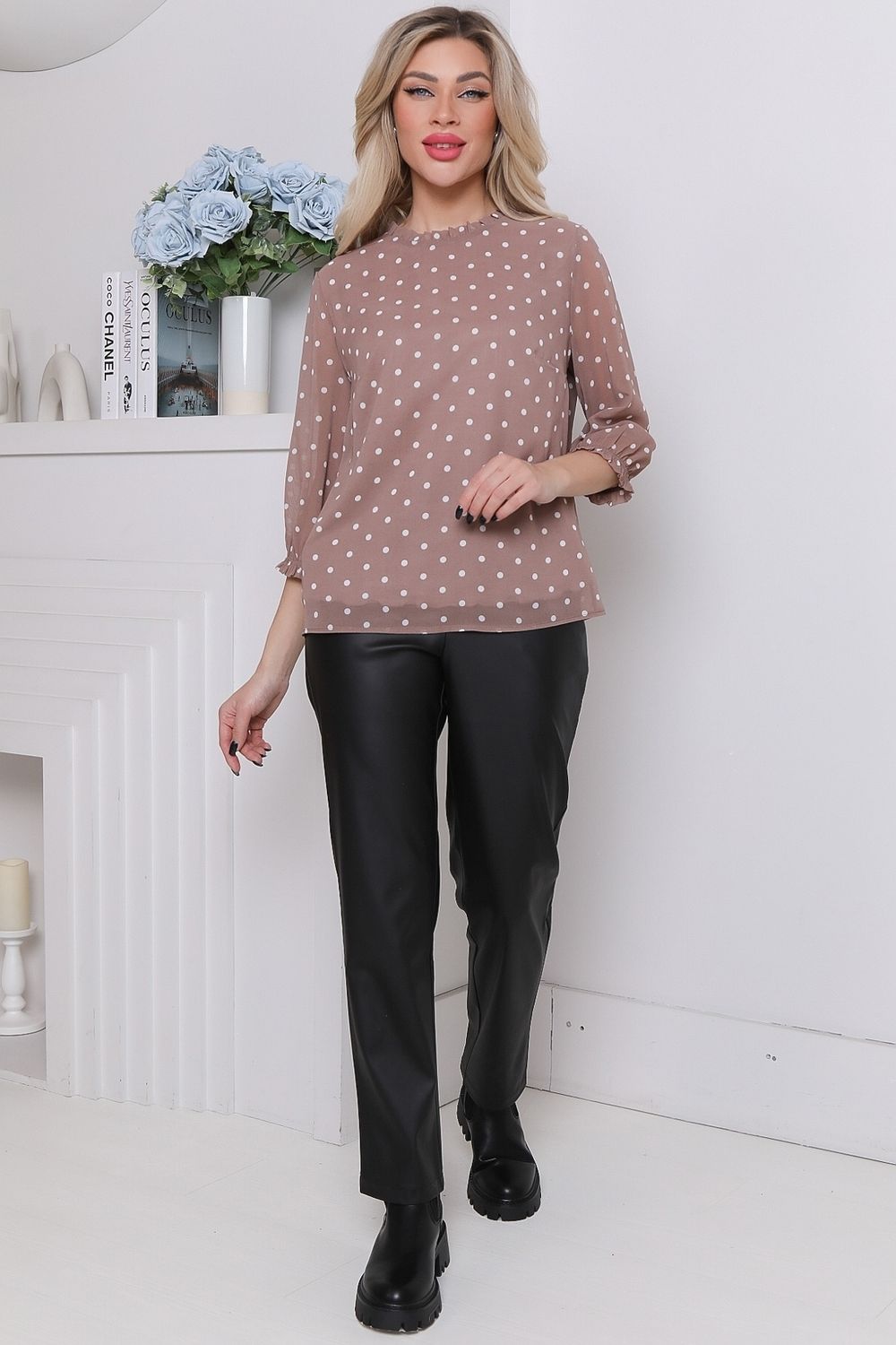 Блуза Воздушный шифон (пудра,нью) Diolche (Акция)