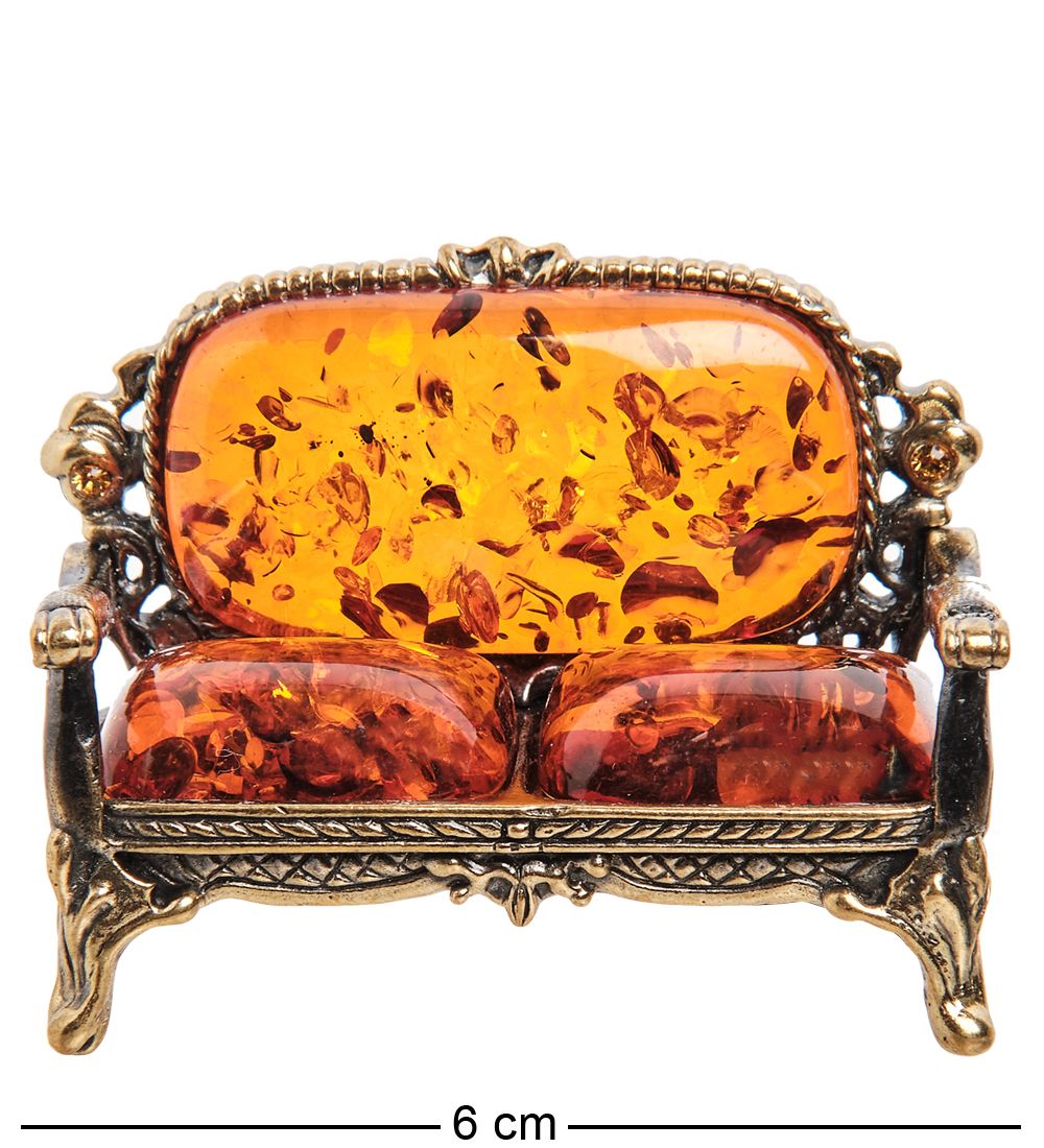 Народные промыслы AM-1929 Фигурка «Кушетка в викторианском стиле» (латунь, янтарь)