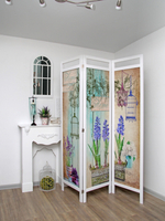 Ширма - перегородка для зонирования пространства деревянная с картинкой с обеих сторон "Райские птички", 3 створки, 480*1800 мм
