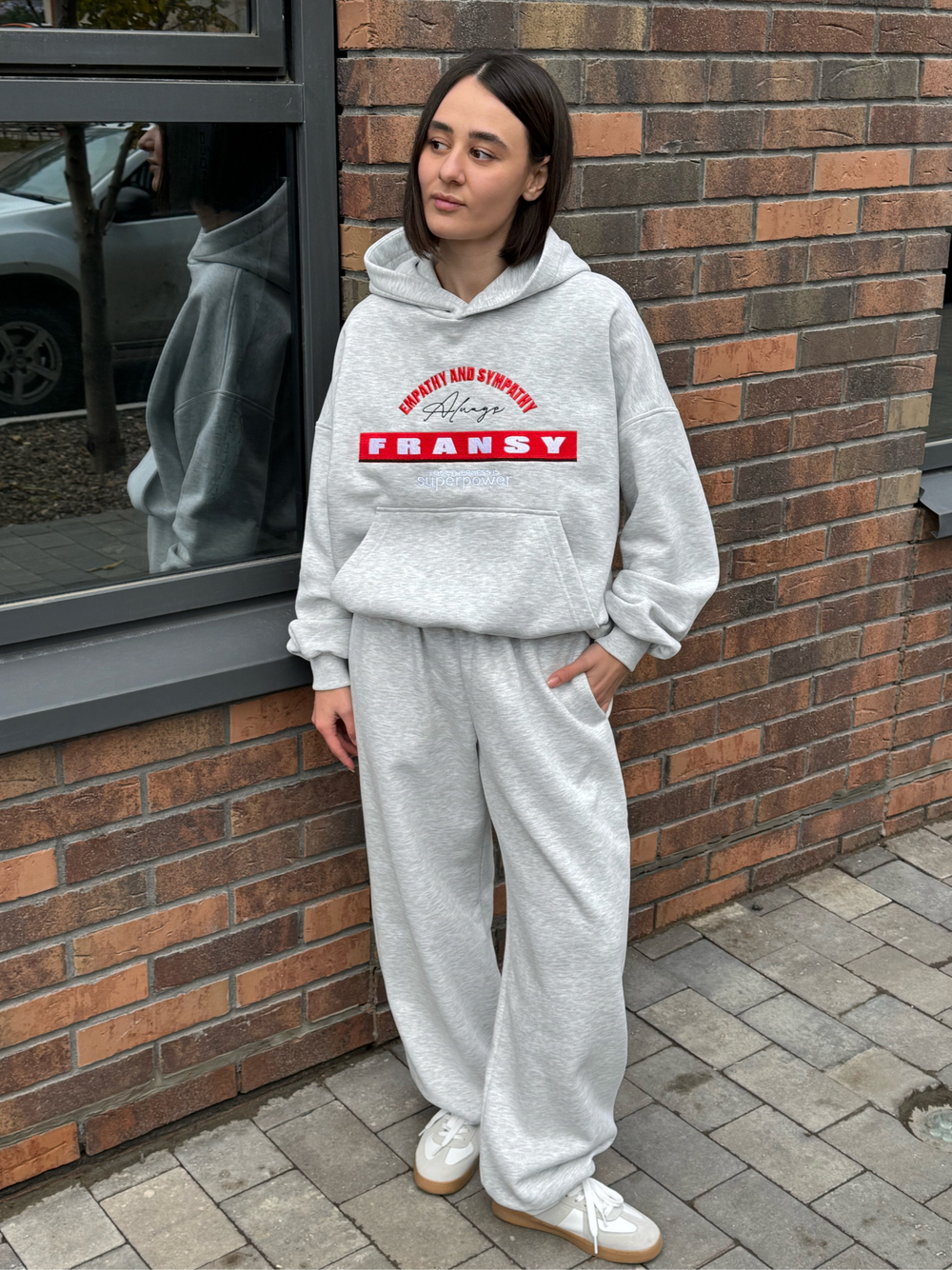 Худи 02 EMPATHY AND SYMPATHY, с начесом, серый меланж