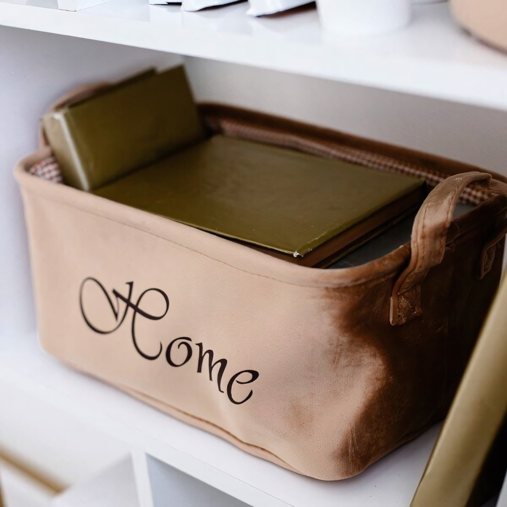 Корзина для хранения "Велюр" Д340 Ш220 В160, бежевый