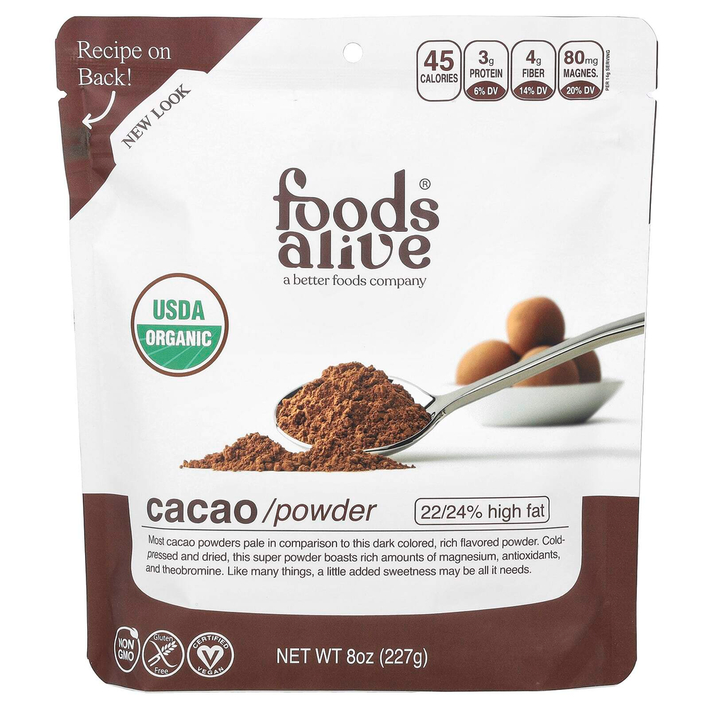 Foods Alive, Какао в порошке, 227 г (8 унций)