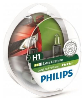 Автолампа H1 12V 55W Philips Extra Lifetime (P14,5s) (кт2шт) P-12258LLECOS2