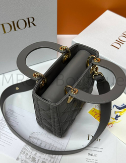 Женская сумка Lady Dior My ABC квадратная темно-серого цвета