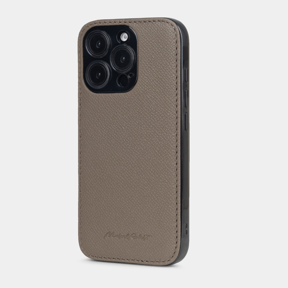 Чехол для iPhone 16 Pro из кожи сафьяно, бежевого цвета