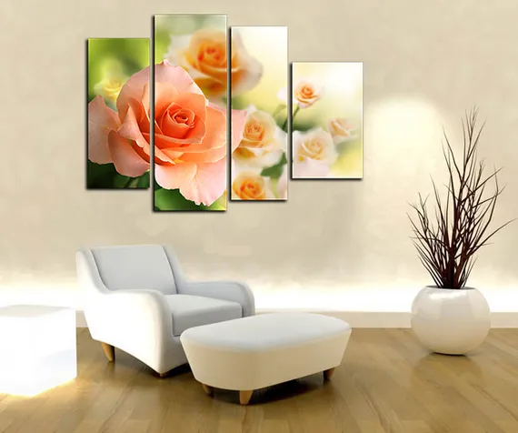 Модульная картина"Персиковые розы"